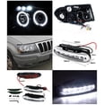 thumbnail image 2 of Spec-D Tuning Black Halo Projector Headlights w/ LED Driving Fog Compatible with Jeep Grand Cherokee Left + Right Pair Headlamps Assembly, 2 of 2