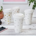 thumbnail image 3 of 48 Pck Disposable Hot Coffee Cups with Lids, 4 Assorted Foil Star Designs, 16 Oz, 3 of 7