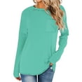 thumbnail image 2 of Fouhkni Long Sleeve Shirts for Women Crew Neck Casual Basic Tees Soft Loose Solid Color Fall Tops, 2 of 5