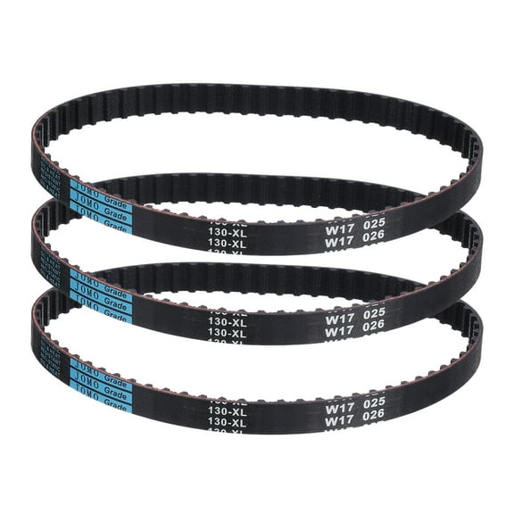 3 Packs 130XL 037 Timing Belt 65 Teeth Rubber Geared Cogged Belt, 0.37" Width, 0.20" Pitch