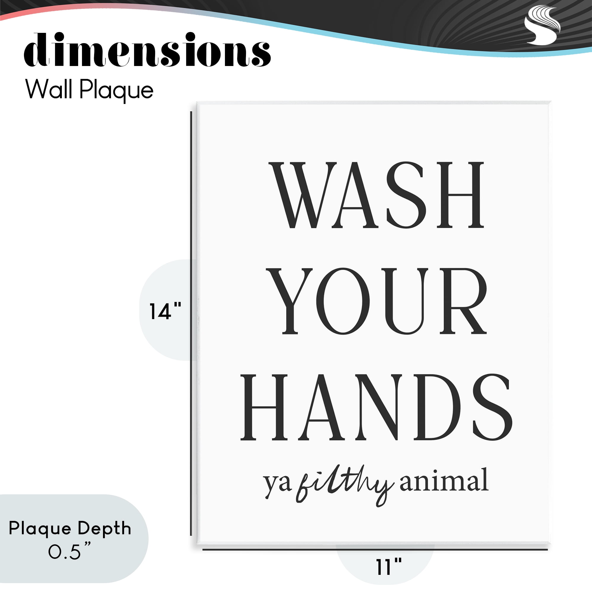 Stupell Industries Wash Your Hands Funny Reminder Wall Plaque Art, design by Lettered and Lined