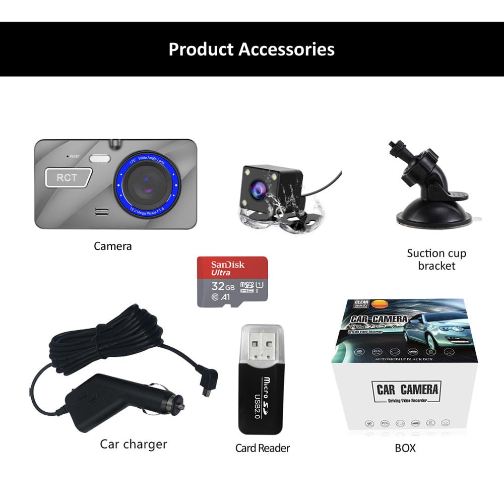 WDR AIQiu 1296P FHD Car Driving Recorder 1.5 Mini Night Vision Vehicle Dashboard Camera with 32GB SD Card Loop Record G-Sensor Dash Cam Parking Monitor 