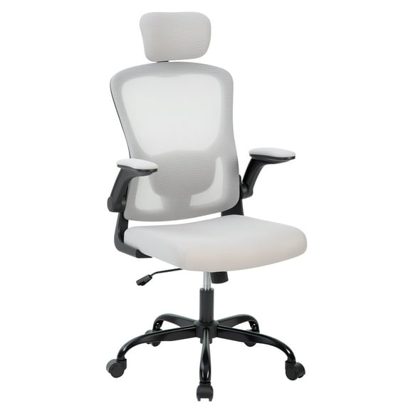 Premium Ergonomic High-Grey Mesh Office Chair - Adjustable Headrest & Reclining Backrest, 360° Swivel - Silent Casters, Skin-Friendly & Durable - Ideal for Bedroom