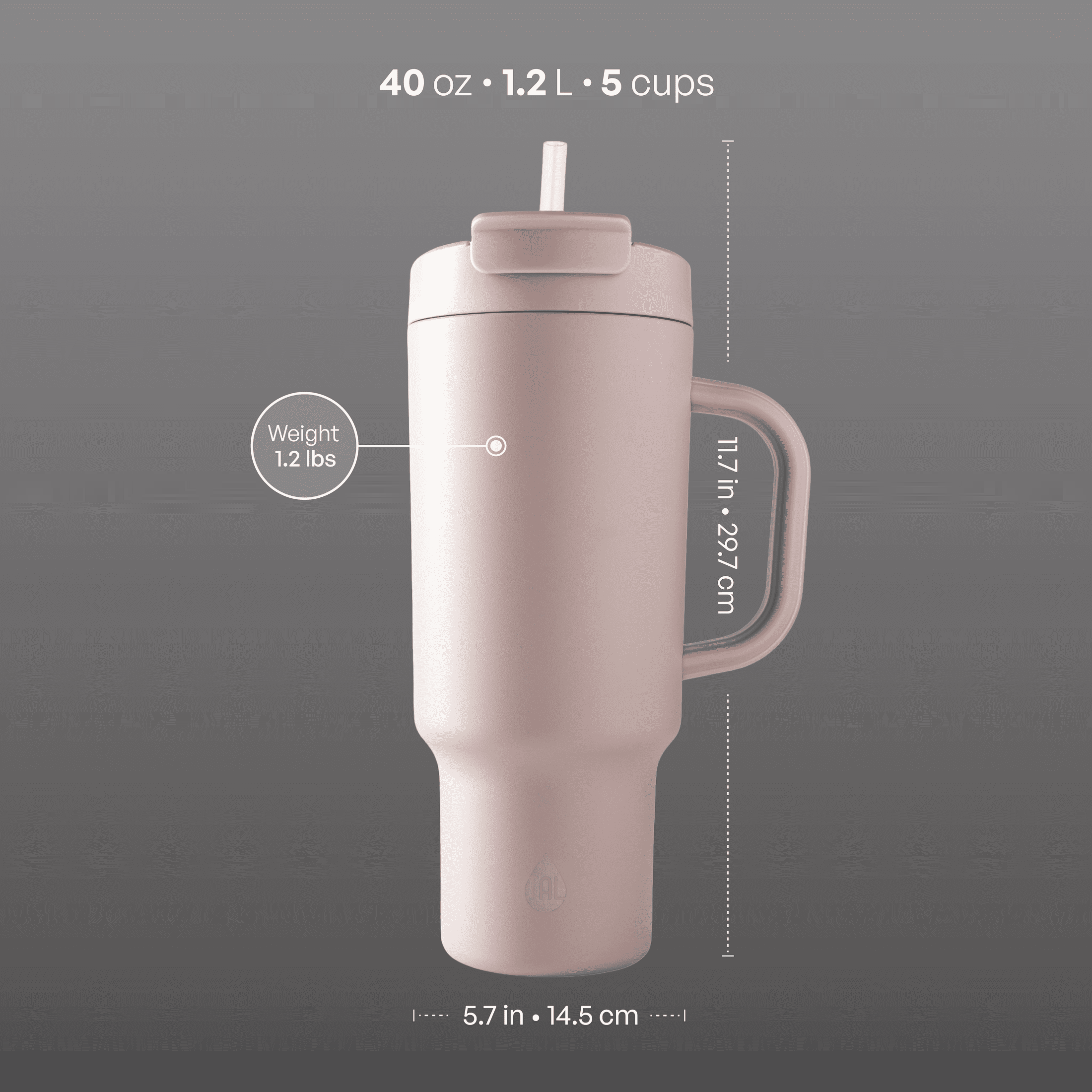 TAL Stainless Steel Hudson Tumbler with Straw 40oz, Mauve
