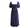thumbnail image 6 of ZXSXSY Women Smocked Print Square Neck Puff Sleeve Side Split Hem Midi Dress, 6 of 7