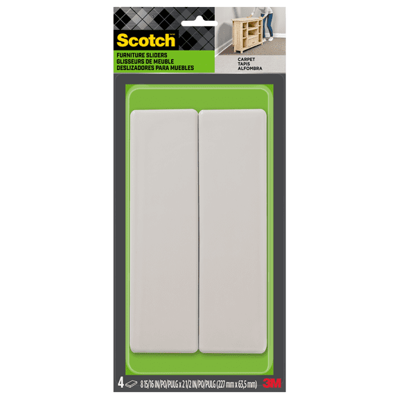 Scotch Rectangle Furniture Sliders: 9 in. x 2-1/2 in. / 4-pack (Beige)