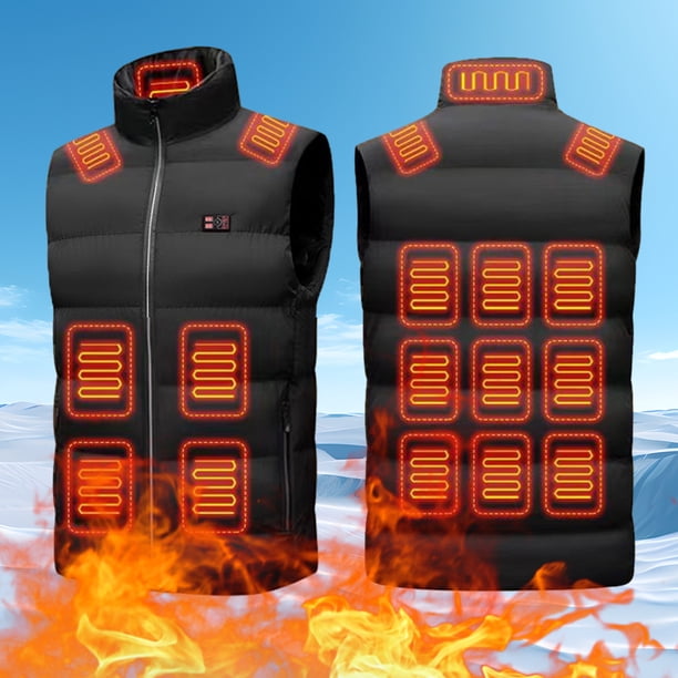 Chaleco calefactable para hombres y mujeres, recargable por USB, 3 niveles de calor, 18 zonas calefactadas (L negro) Likrtyny Para estrenar