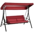 thumbnail image 1 of Outsunny 3 Person Porch Swing Bed with Adjustable Canopy Red, 1 of 10
