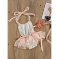 thumbnail image 2 of Coduop Newborn Baby Girl Sweet Lace Floral Tutu Romper Skirt Halter Bodysuit Jumpsuit with Headband, 2 of 7