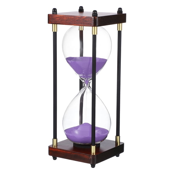 Uxcell Large Decorative Sand Timer, 30 Minutes Wood Hour Glass Timer Modern Wooden Hour Glass for Cooking Game Office Classroom Kitchen Home, Purple(Style 2)
