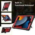thumbnail image 5 of ELEHOLD for iPad 9/8/7 (10.2-Inch, 2021/2020/2019 Model, 9th/8th/7th Generation), Heavy Duty Shockproof Rugged Shoulder Strap Foldable Kickstand Cover with Pencil Holder, Black+Red, 5 of 6