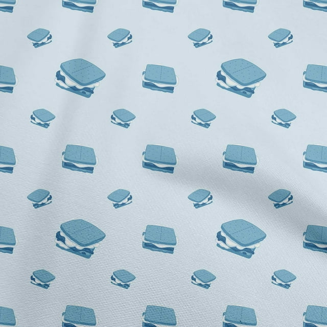 oneOone Georgette Viscose Turquoise Blue Fabric Food Sewing Material Print Fabric By The Yard 42 Inch Wide