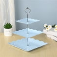 thumbnail image 2 of BNNG Cake Stand White Plastic Dessert Table Stand Set 3 Tired Cupcake Display Stands Cookie Tray Rack Serving Tray Cake Display Tower Dessert Trays for Wedding Baby Shower Tea Party, 2 of 5
