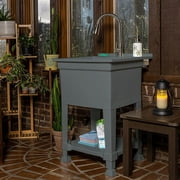 UTILITYSINKS Plastic Utility Sink Freestanding - Single Basin - 24 x 24, Gray