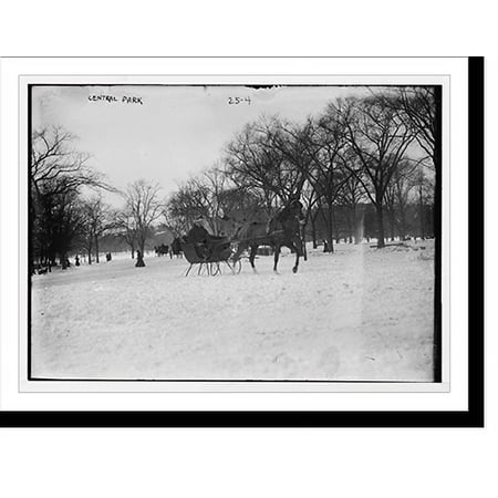 Historic Print, Horse drawn sleigh in Central Park, New York City, 16" x 20"