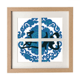 thumbnail image 1 of Chine Ancien Officiel Bleu Foncé Cadre Mur Table Affichage 4 Ouvertures Image, 1 of 3