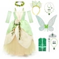 thumbnail image 2 of Ropa de niña, disfraz de princesa y rana, vestido de Tiana para niños, vestido de carnaval, vestidos de princesa para niñas, vestidos de juego de rol 120 6-7T Gao Jinjia LED, 2 of 2