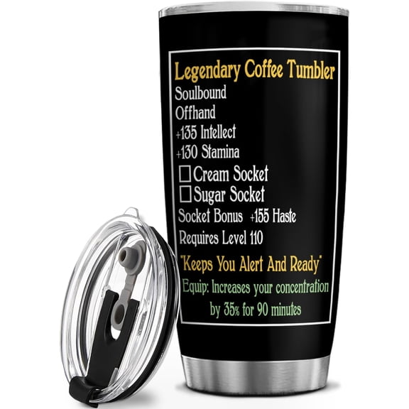 Tumbler 20 oz Legendary Coffee Tumbler, Travel Coffee Tumbler 20 oz, Insulated Mug with Lid, Stainless Steel Cup for Outdoor