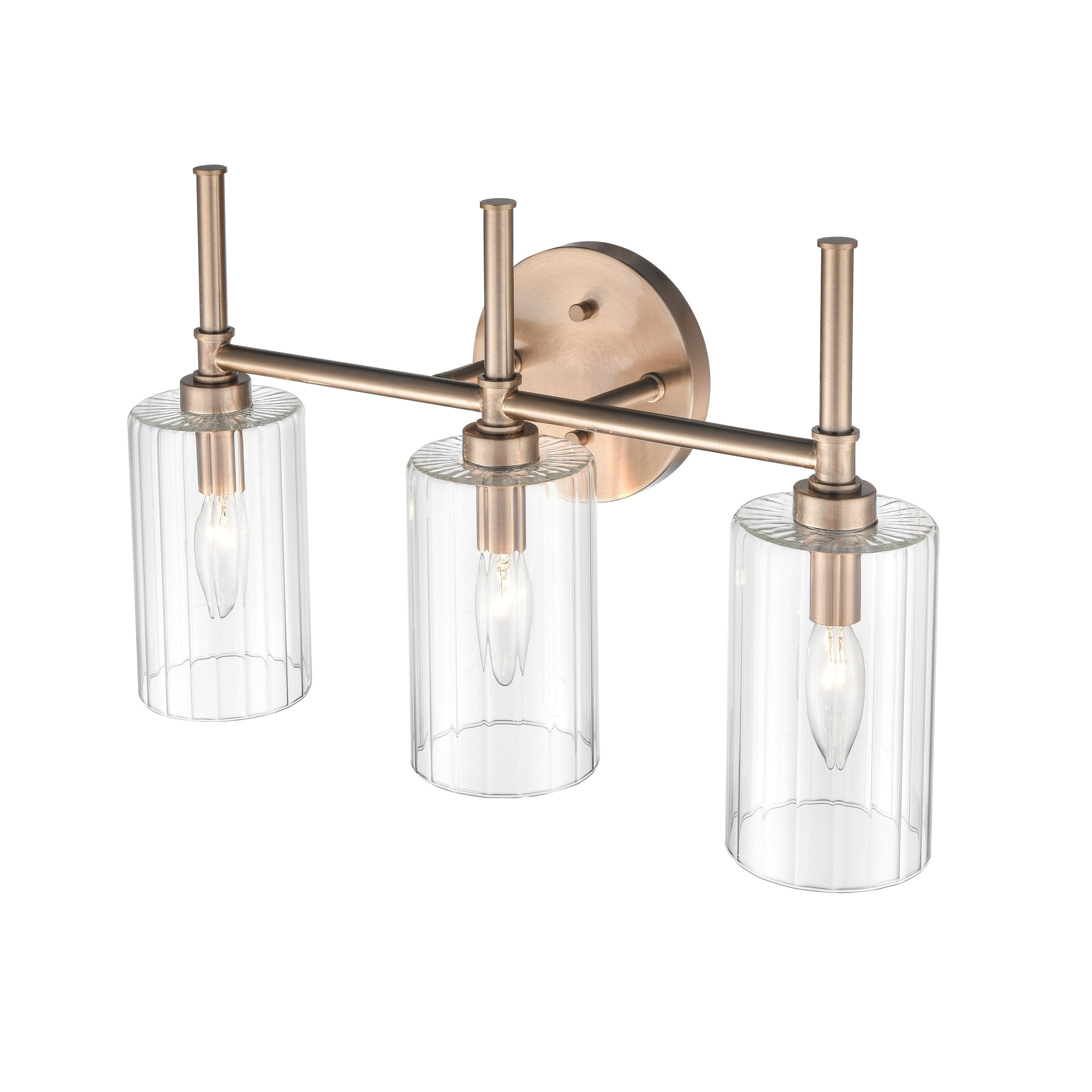 Millennium Lighting  Chastine Bathroom Vanity Light Fixture with Clear Beveled Glass Shades 3 Light - Modern Gold