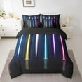 thumbnail image 2 of Manfei Modern Cool Lightsaber 7 Pieces Bedding Comforter Set,Cartoon Light Sword Full Bedding Set,Multicolor Neon Fitted Sheet Flat Sheet For Boys Kids,Breathable Home Decor Reversible, 2 of 8