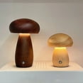 thumbnail image 2 of Wooden Mushroom Lamp - Light Brown (Small), 2 of 9