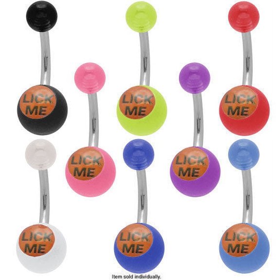 Acrylic "Lick Me" Logo Belly Button Ring