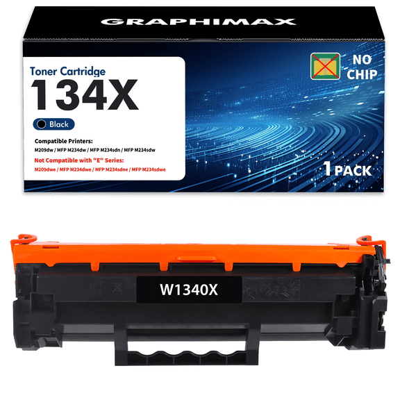(NO Chip)134X 1-Pack Toner Cartridge Compatible for HP 134A W1340A 134X W1340X Toner for HP LaserJet M209dw MFP M234dw M234sdn M234sdw Printer Ink Black