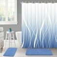 thumbnail image 2 of FRAMICS 15-Piece Ombre Blue Shower Curtain Sets with Rugs, Waterproof Fabric Striped Gradient Bathroom Sets, 72" x 72", 2 of 10