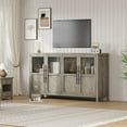thumbnail image 1 of 55" Sideboard Buffet Cabinet with 4 Glass Doors – Modern Buffet Table, Coffee Bar & Wine Bar Display Cabinet for Kitchen, Dining Room, or Living Room (Grey), 1 of 8