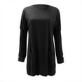 thumbnail image 3 of Posijego Tshirts for Women Plain Long Sleeve Shirts Side Pockets Casual Crew Neck Basic Tee Blouses Plus Size, 3 of 4