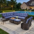 thumbnail image 2 of Bellefurn Outdoor Wicker Patio Furniture Set with Swivel Rocking Chairs,Outdoor Wicker Sectional Sofa Set L-Shaped Sectional Sofa with Ottomans,Rattan Conversation Set for Backyard Porch Garden, 2 of 11