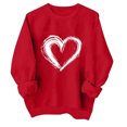 thumbnail image 2 of TIMIFIS Chandail Molletonné Surdimensionné pour Femmes Valentines Day Tenue Femmes Décontractée Chandail à Col Rond à Enfiler Hauts Mignon Imprimé Amour Chandail à Manches Longues Chemise - Printemps/été, 2 of 4