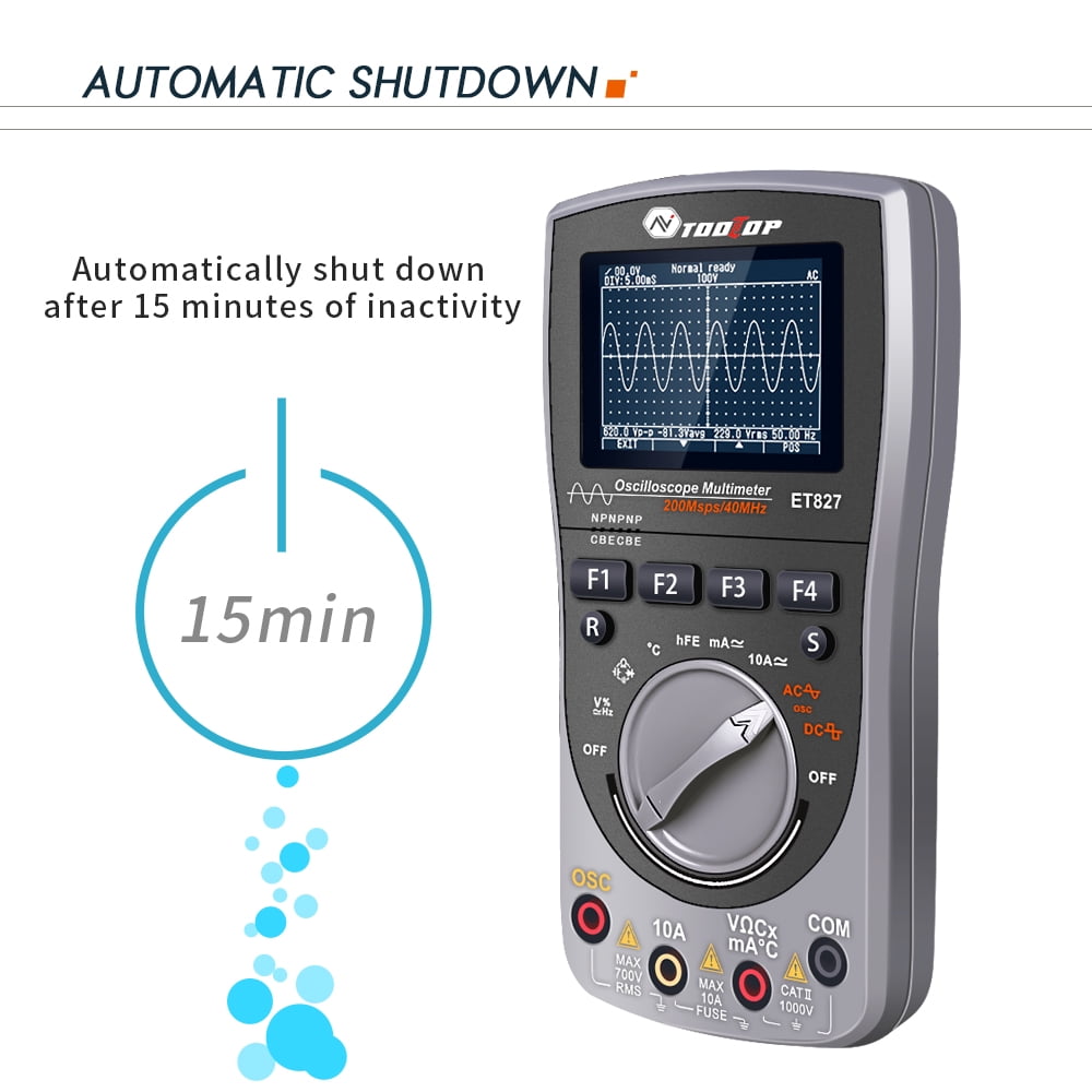 Oscilloscope 2in1 Oscilloscope Multimeter Digital LCD Display Handheld Oscope Meter 40Mhz Bandwidth 120MSPS Sampling Rate Data Storage Function For DIY And Electronic Test
