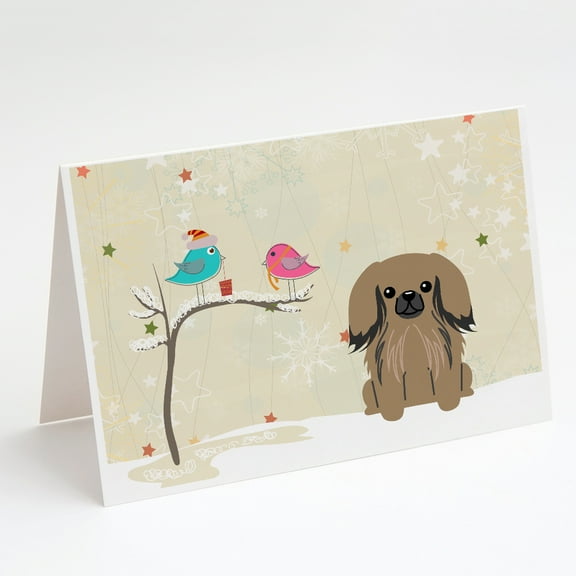 Caroline's Treasures Pekingese Tan Christmas Greeting Cards with Envelopes, 5" x 7" (8 Count)