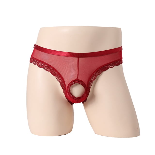 GDREDA Lingerie Transparente pour Hommes String Uni Taille Basse sous-Vêtements sous-Vêtements à Fermeture Éclair Rouge Melon D\'eau, Taille Unique