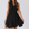 thumbnail image 1 of Mefallenssiah Women Chiffon Pom V-Neck Sleevless Drawstring Short Skirt Dress, 1 of 1