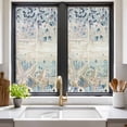 thumbnail image 2 of Blue Beige Coastal Window Privacy Film, Beach Starfish Summer Eucalyptus Vintage Static Cling UV Sun Blocking Heat Control Window Tint Day and Night, Non-Adhesive One Way Privacy Cover 17.7''x39.3'', 2 of 7