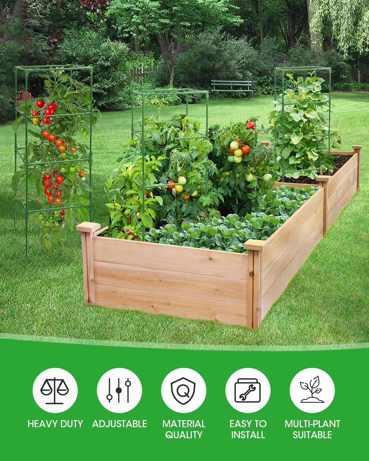 Square Tomato Cages Heavy Duty Plant Support Stake Tower for Garden Climbing Plants Tomato Cucumber Vegetables