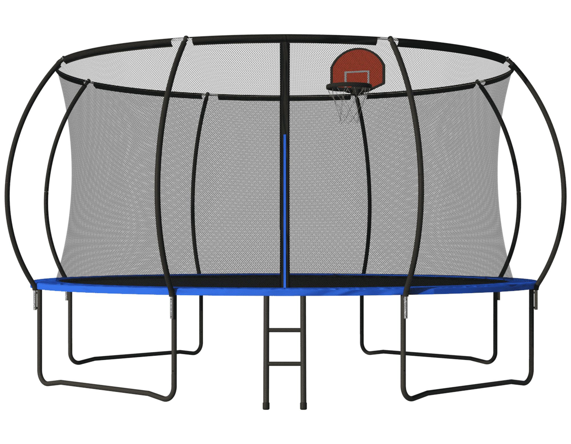 14 FT Pumpkin Trampoline, Outdoor Trampoline with Basketball Hoop, Enclosure Net and Ladder