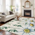 thumbnail image 2 of 5'x7' Area Rugs for Living Room Bedroom, Daisy Eucalyptus Leaves Washable Rug Carpet Runner Indoor Outdoor, Rustic Weeping Botanical Linen Non Slip Floor Mats Area Rug for Kitchen, Nursery, 2 of 8