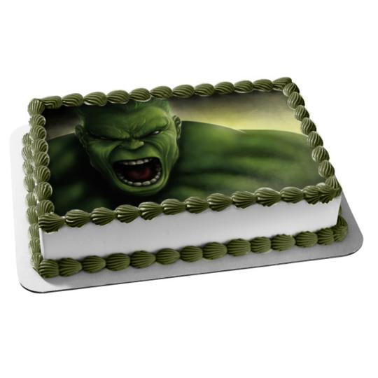 The Incredible Hulk Angry Bruce Banner Face Edible Cake Topper Image Walmart Com Walmart Com