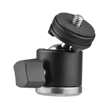 2-in-1 1/4 Screw Cold Shoe Mount Ball Head 360° Rotatable Dual Use Mini Ball Head Aluminum Alloy Ball Head for Camera Phone Holder Tripod Video Light