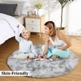 thumbnail image 3 of ZACOO 4 x 4 feet Light Gray Round Rug Fluffy Plush Rug Modern Soft Shag Rug Circle Rug for Dormitory Living Room Bedroom Home Decor, 3 of 6