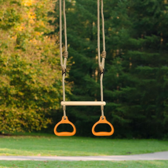 Barra de trapecio con anillos colgantes para entrenamiento de fuerza, uso en interiores y exteriores Naranja