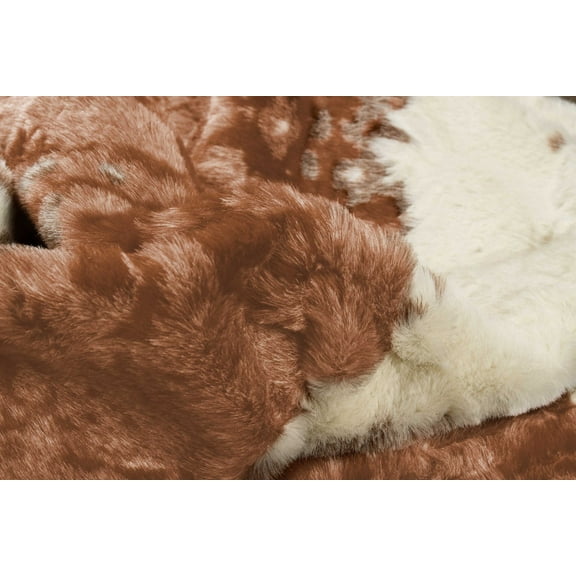 4' x 5' Faux Cow Hide Brown And Ivory Area Rug