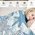 thumbnail image 3 of Nawypu Coral Seashell Starfish Throw Blanket Ocean Beach Theme Fuzzy Blanket Blue Decorative Soft Cozy Flannel Blanket for Summer Home Bed Sofa Couch Chair, 3 of 6