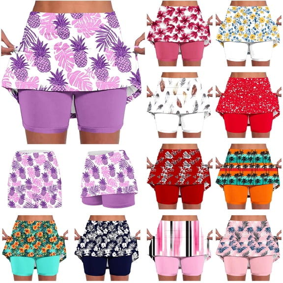 QATAINLAV Women's Tennis Skorts Summer Casual High Waisted Athletic Shorts Lightweight Golf Workout Skirts Mint Green XXXXL