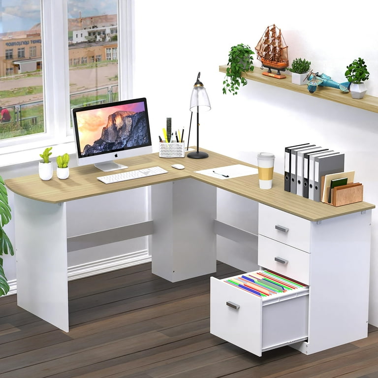 Shw cyrus l desk with shelves deals
