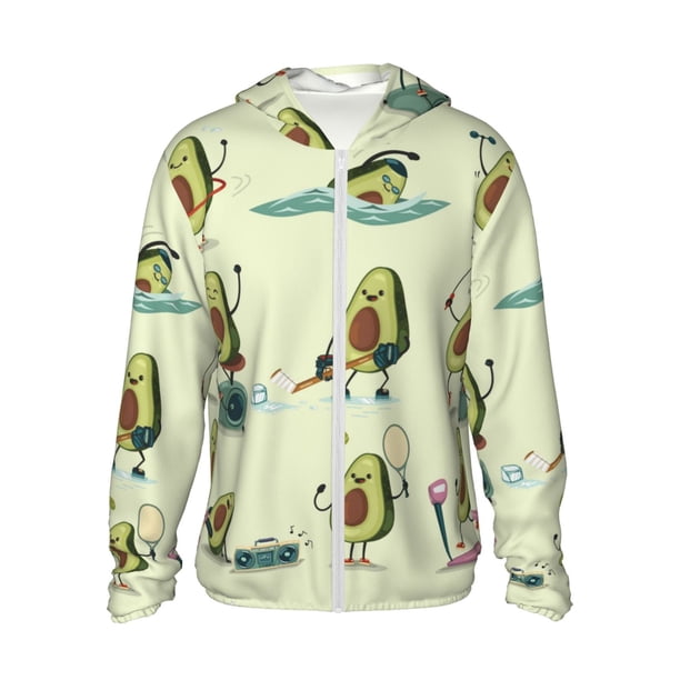 Fotbe Avocado for Exercise Chaqueta con Protección Solar UPF 50+ para Hombre y Mujer, Camisa con Capucha y Bolsillos-Medium