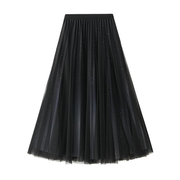 Angala Carnival Women's A Line Tulle Party Dinner Skirt Brown Stretchy High Waisted Flared Skirt Beautiful Stylish Women's Skirt
